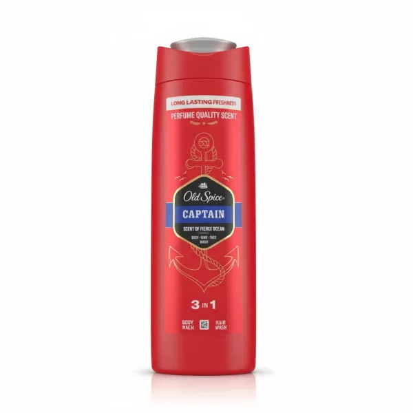 Old Spice Captain 3 in 1 shower gel front view red bottle