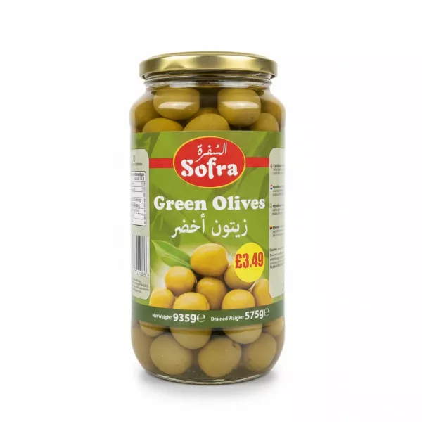 Sofra Green Olives jar front view
