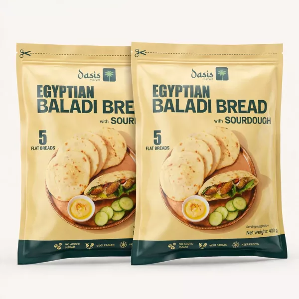 Oasis Egyptian Baladi Bread with sourdough twin pack two bags of traditional Egyptian flatbread 5 breads each