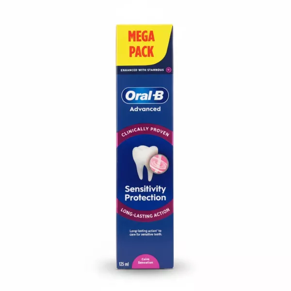 Oral-B Sensitivity Protection toothpaste box side with product details