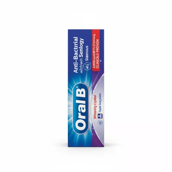 Oral-B Pro-Expert toothpaste box side with antibacterial technology details