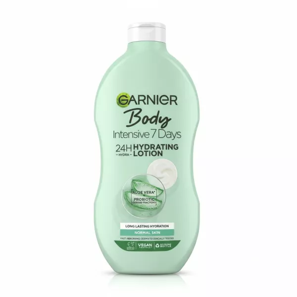 Bottle of Garnier Body Intensive 7 Days Aloe Hydrating Lotion front view