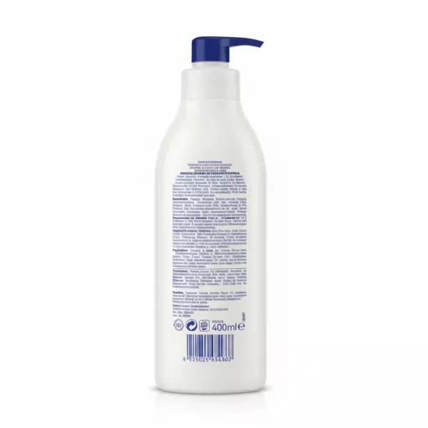 NIVEA Express Hydration Body Lotion 400ml back view showing ingredients and details