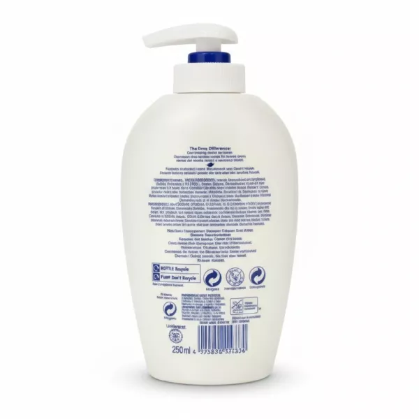 Dove Moisturising Hand Wash Original Cream back view with ingredients and details