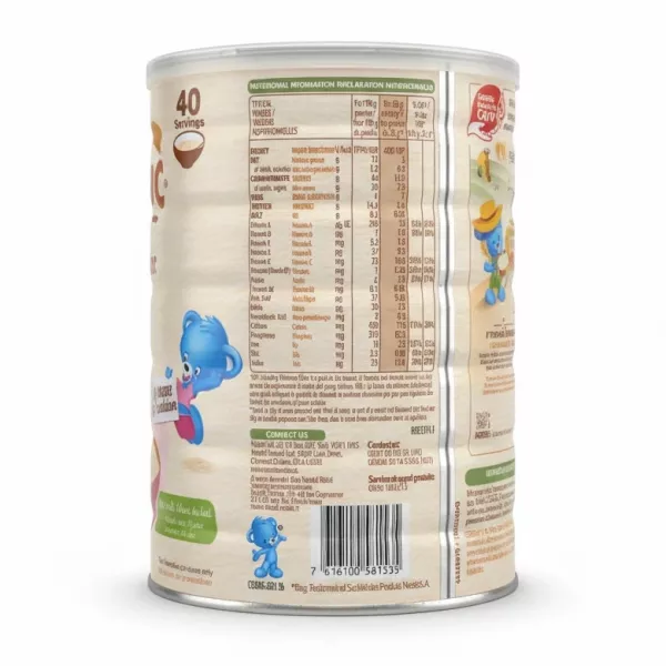 Back view with nutritional information of Cerelac Wheat & Honey