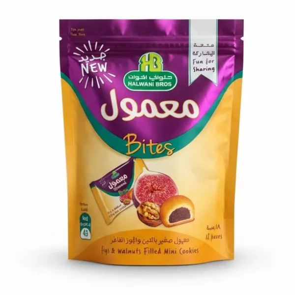 Halwani Bros Maamoul Bites fig and walnut mini cookies pack front view