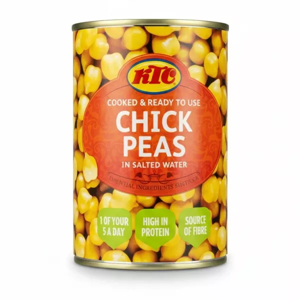 Can of KTC cooked chick peas in salted water
