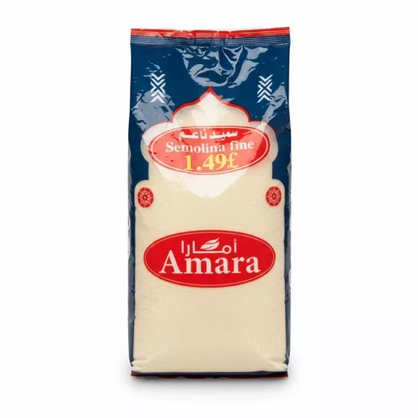 Front view of Amara fine semolina package