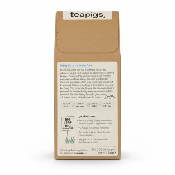 teapigs tung ting oolong tea box back view with brewing instructions