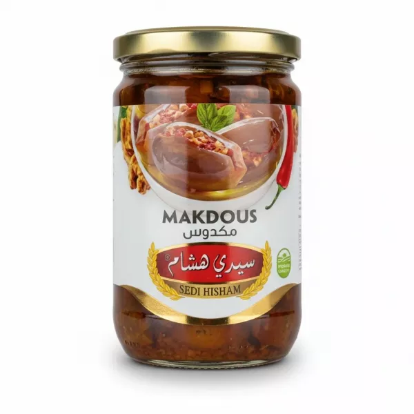 Jar of Sedi Hisham Makdous stuffed eggplants