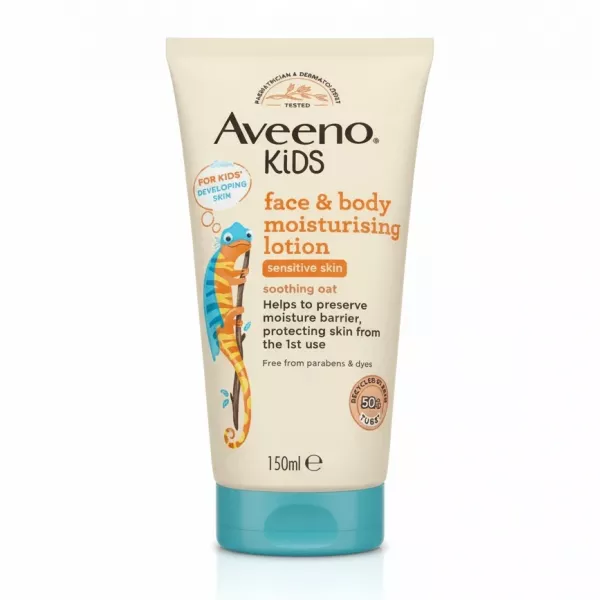 Aveeno Kids face and body moisturising lotion 150ml tube front