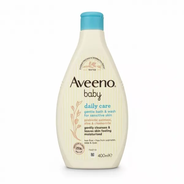 Aveeno Baby Daily Care gentle bath and wash bottle front view