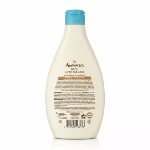 Aveeno Baby Daily Care gentle bath and wash bottle back label