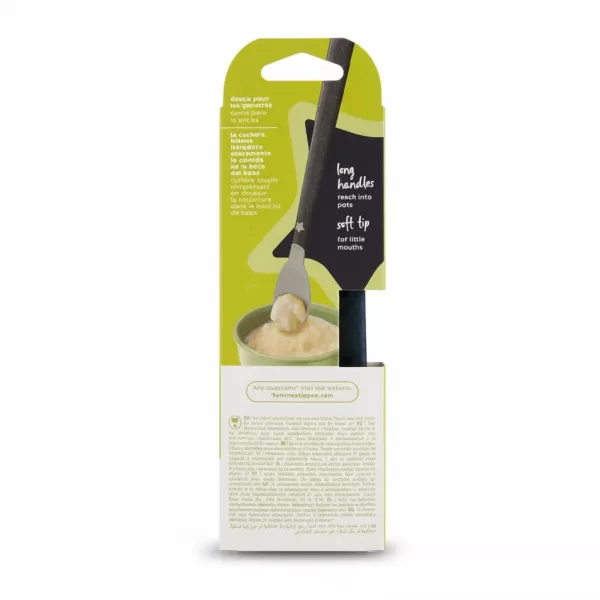 Back of packaging showing spoon usage and features