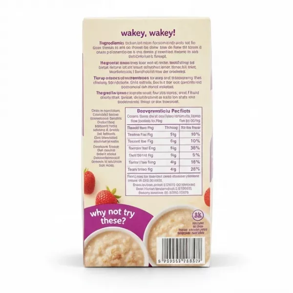 Back of Heinz Summer Fruits Porridge box with ingredients and nutrition facts