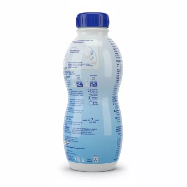 Aptamil formula bottle back with feeding instructions and product details