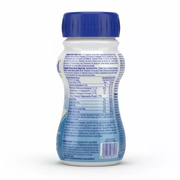 Back label with ingredients and feeding instructions on Aptamil Advanced bottle