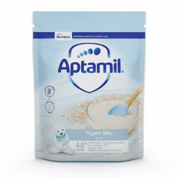 Aptamil Organic Baby Rice resealable pack front