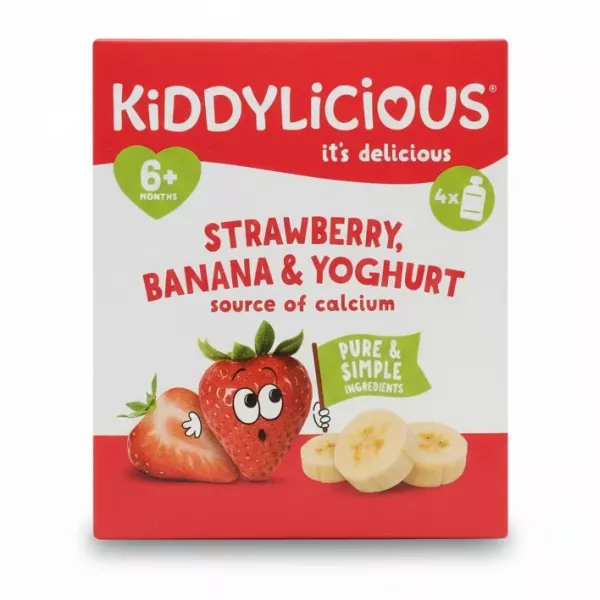 Kiddylicious Strawberry Banana Yoghurt baby food box front
