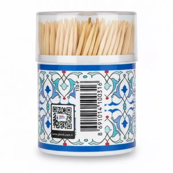 Back view showing barcode on Piknik bamboo toothpicks container