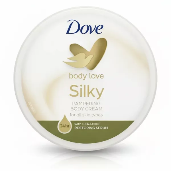 Top view of Dove Body Love Silky pampering body cream container