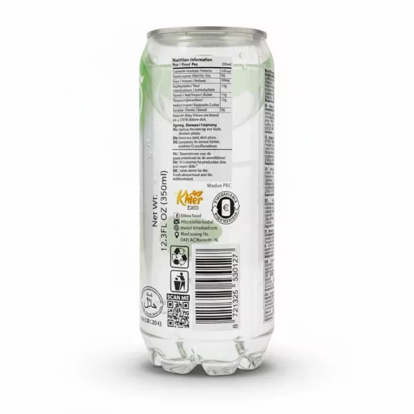 Back label of Lazez sparkling grape drink showing nutrition facts and barcode