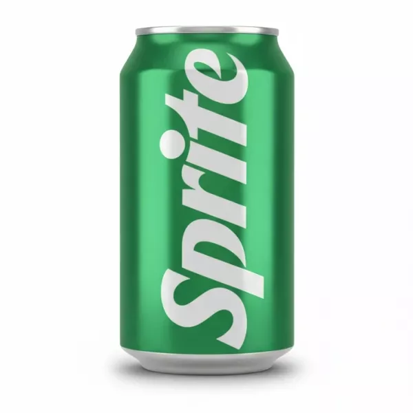 Green aluminium can of Sprite Lemon Lime soft drink held in hand