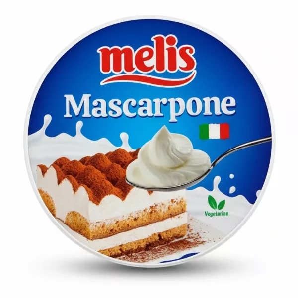 Melis Mascarpone cream cheese container front view