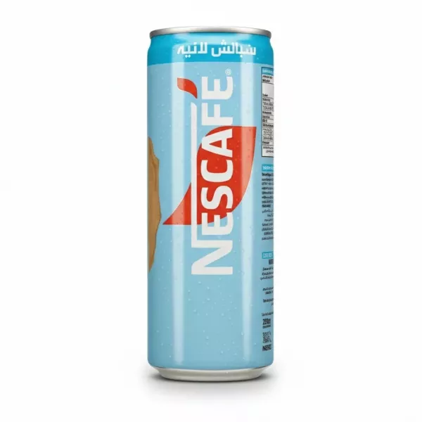 Nescafe instant coffee drink in light blue on a white background