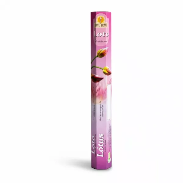 Cycle brand lotus incense sticks hexagonal pink packaging close view on a white background