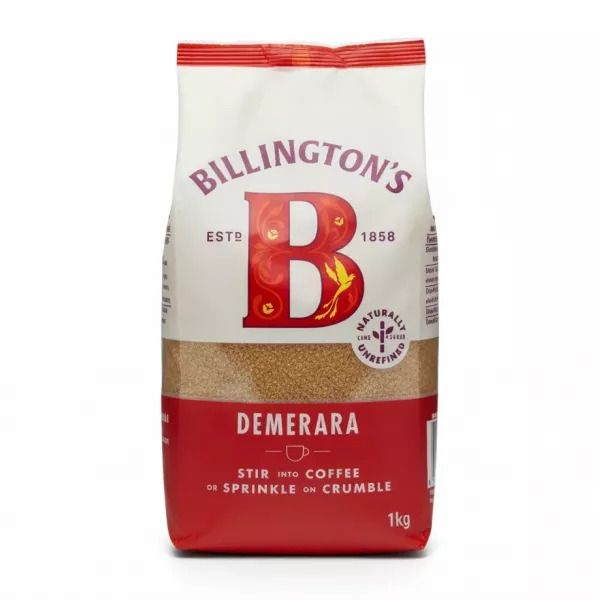 Billington's Demerara sugar 1kg bag front view