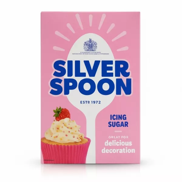 Silver Spoon Icing Sugar pink box with cupcake decoration
