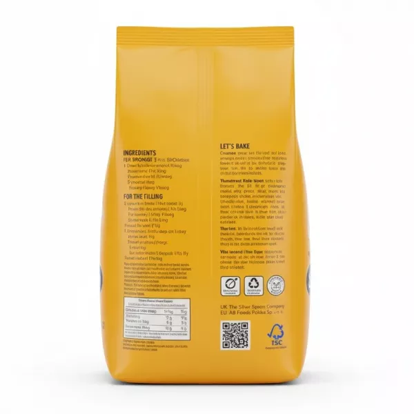 Silver Spoon Caster Sugar 2kg pack back with ingredients and instructions