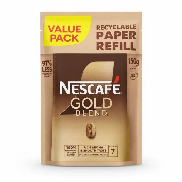 Nescafé Gold Blend instant coffee recyclable paper refill pack front