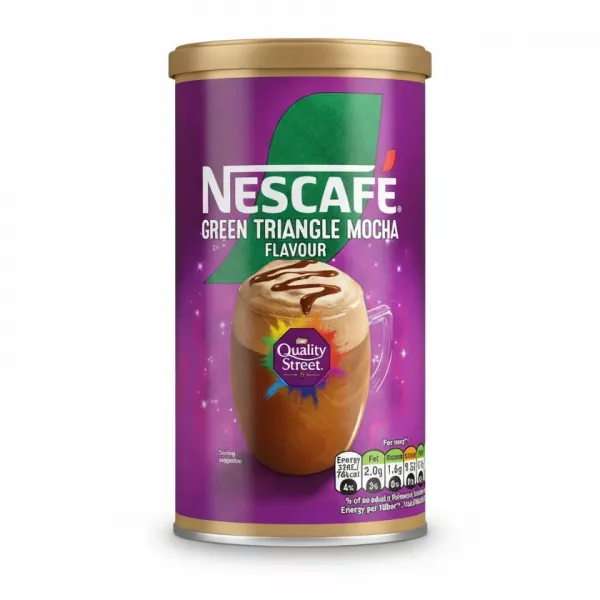 Nescafé Green Triangle Mocha instant coffee tin with hazelnut flavour