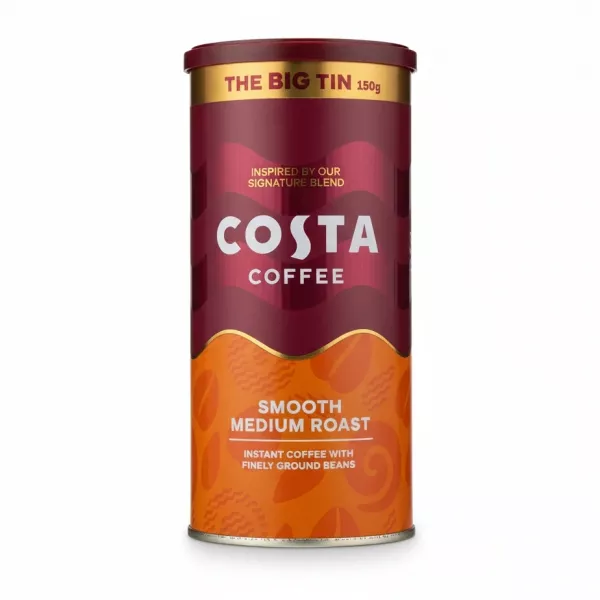 Costa Coffee Smooth Medium Roast instant coffee big tin front view