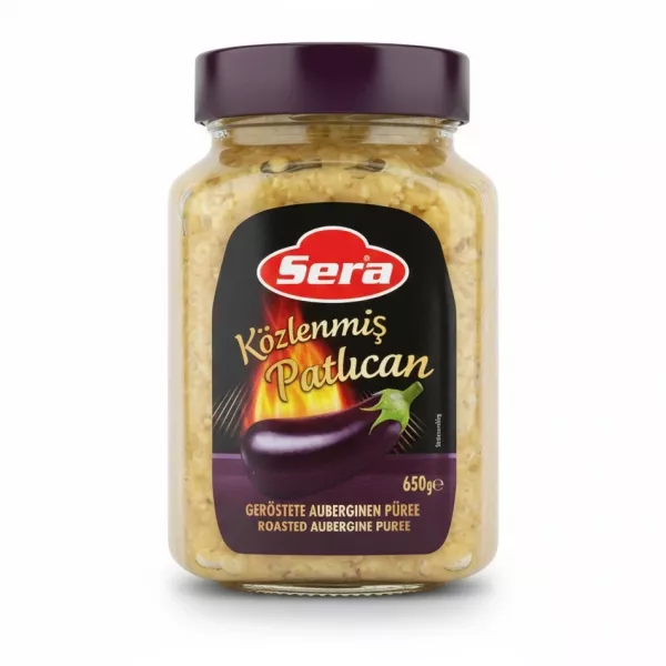 Jar of Sera Roasted Aubergine Puree 650g front label