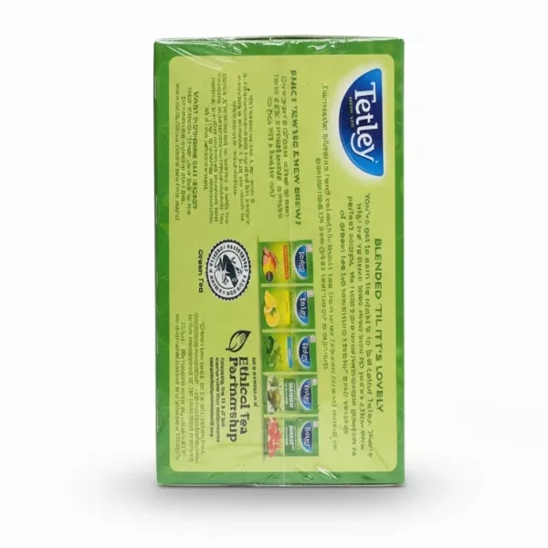 Tetley Green Tea Pure Green box back with product info
