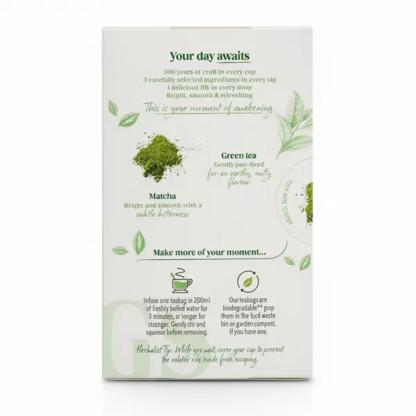 Twinings Super Green Matcha Tea box instructions and details