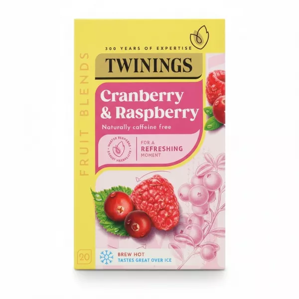 Twinings Cranberry & Raspberry tea box front view
