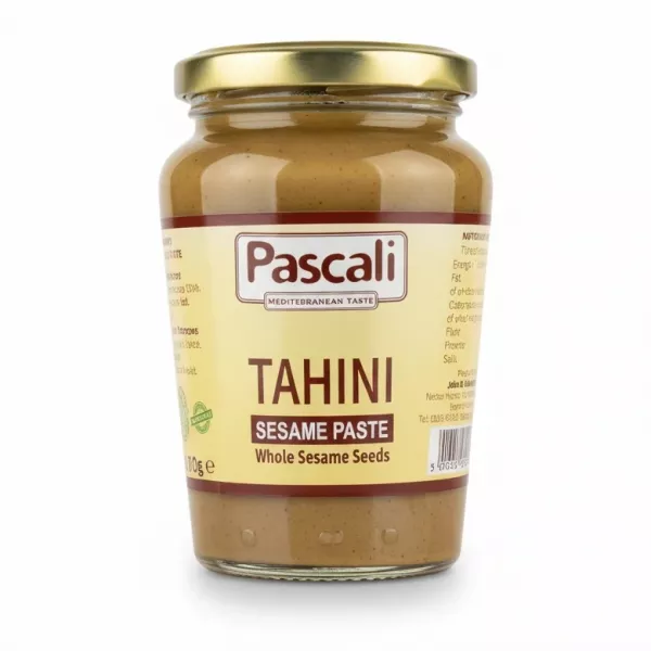 Jar of Pascali Tahini Sesame Paste showing front label