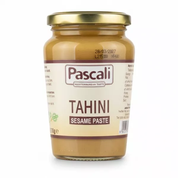 Jar of Pascali Tahini Sesame Paste showing front label