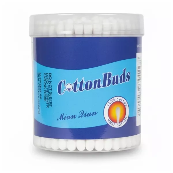 Mian Qian Cotton Buds container front view showing blue label