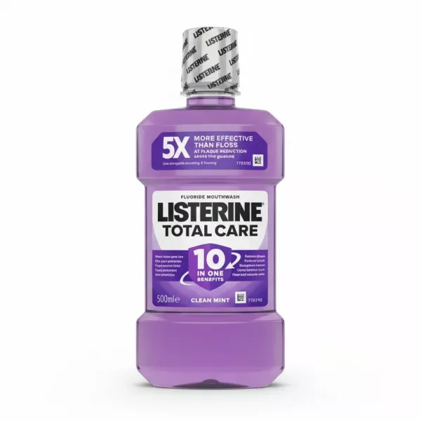 Listerine Total Care Fluoride Mouthwash 500ml front bottle