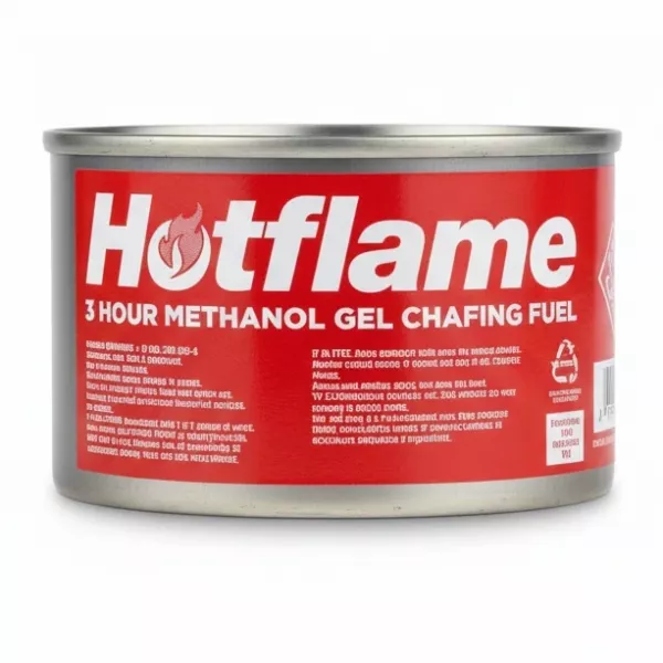 Hotflame 3 hour methanol gel chafing fuel can front label