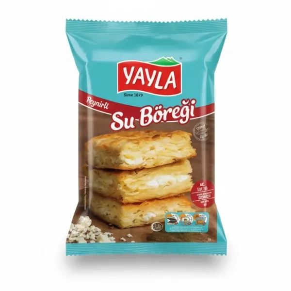 Packaged Yayla Peynirli Su Böreği with product label showcasing cheese pastry slices