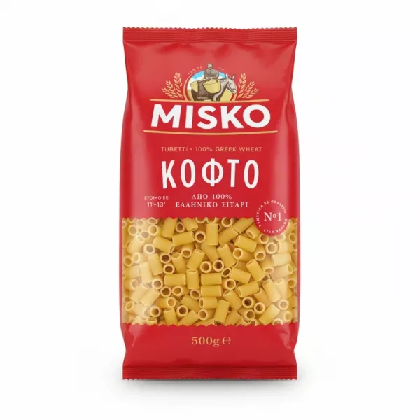 Misko Tubetti pasta in red packaging showing pasta shape