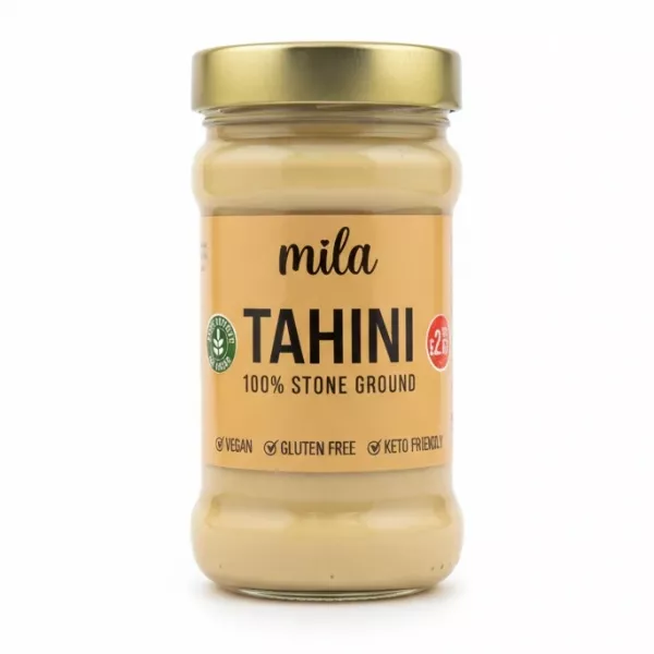 Mila Tahini jar front label view on a white background
