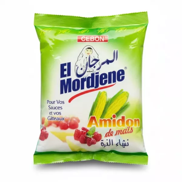 Package of Cebon El Mordjene corn starch with corn and dessert images