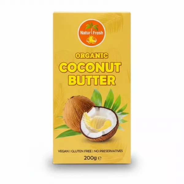 packaging of Natur Fresh organic coconut butter with coconut image